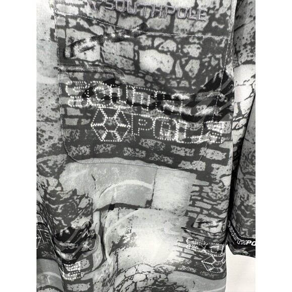 Vintage Southpole Men's XXL Button Shirt Short Sleeve button up polyester - Picture 5 of 8